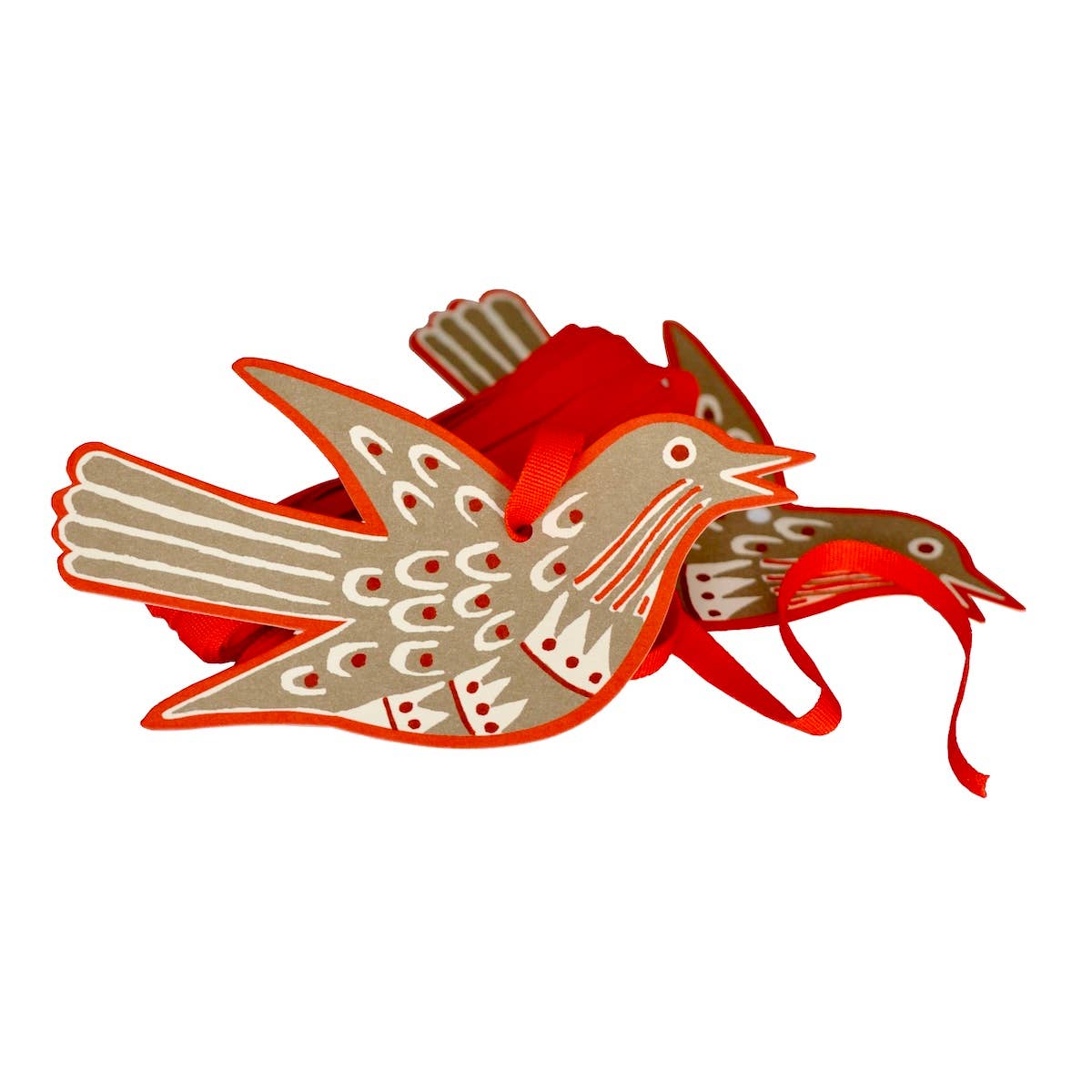 5 Fancy Songbird Gift Tags in Rosehip, photo 1 of 4