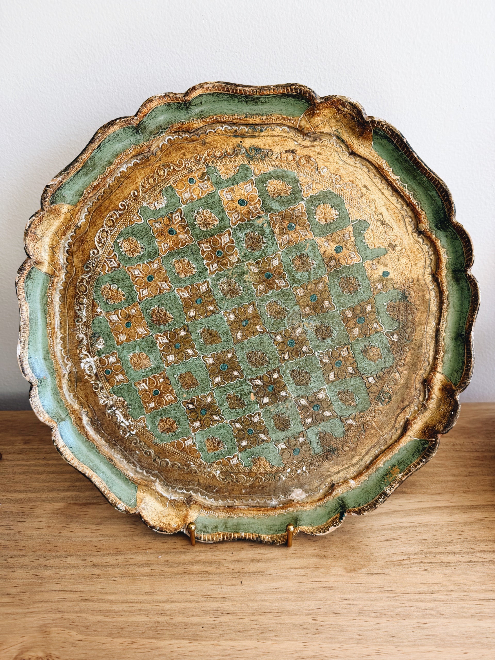 Vintage Florentine Tray - Light Green