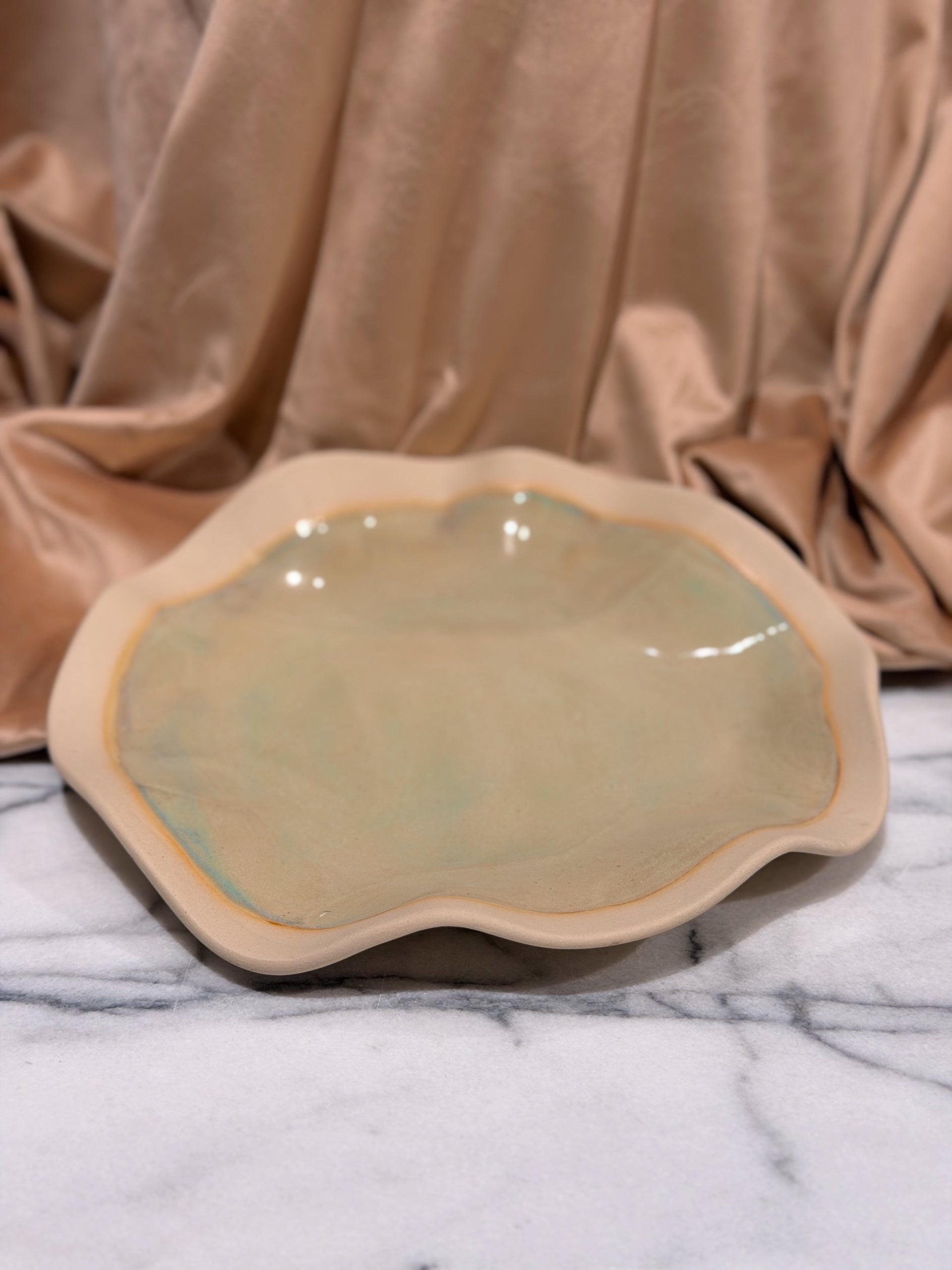 Terra Cotta Ceramics - Wavy Platter Sage