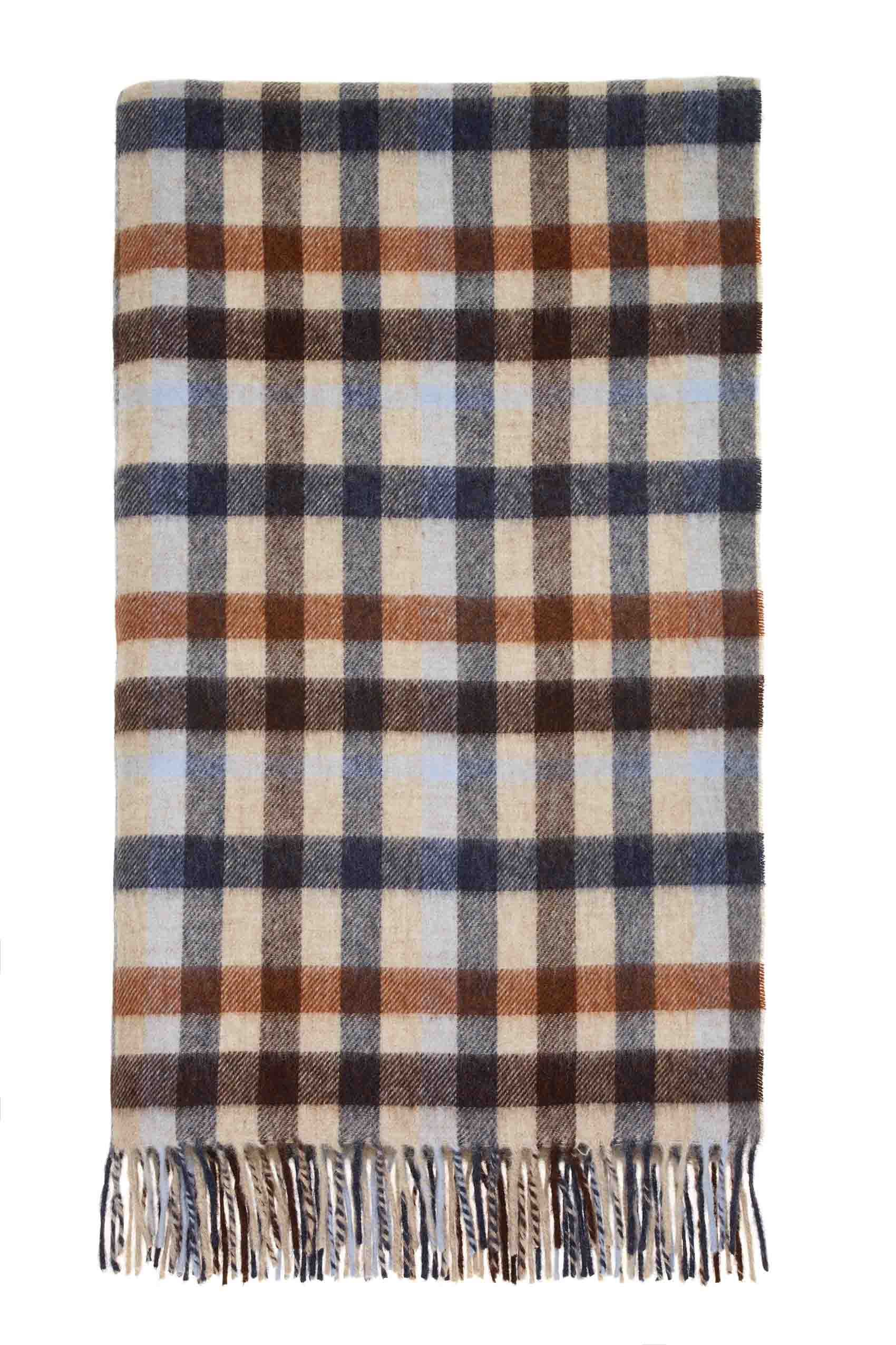 Bronte by Moon - Multi-Plaid-Navy/Rust-Merino Lambswool Throw