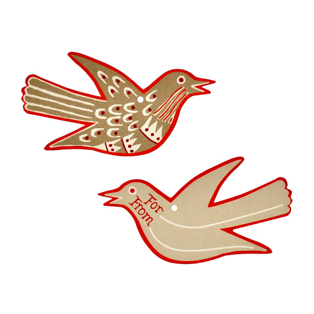 5 Fancy Songbird Gift Tags in Rosehip, photo 2 of 4