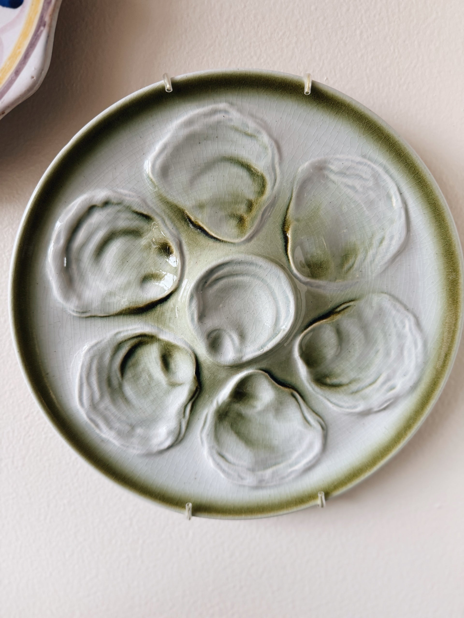 Vintage - French Oyster Plate - Green