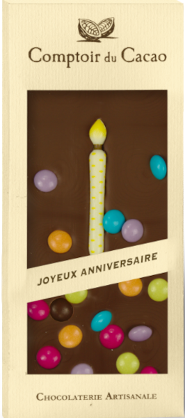Comptoir du Cacao Milk chocolate bar w/ birthday candles