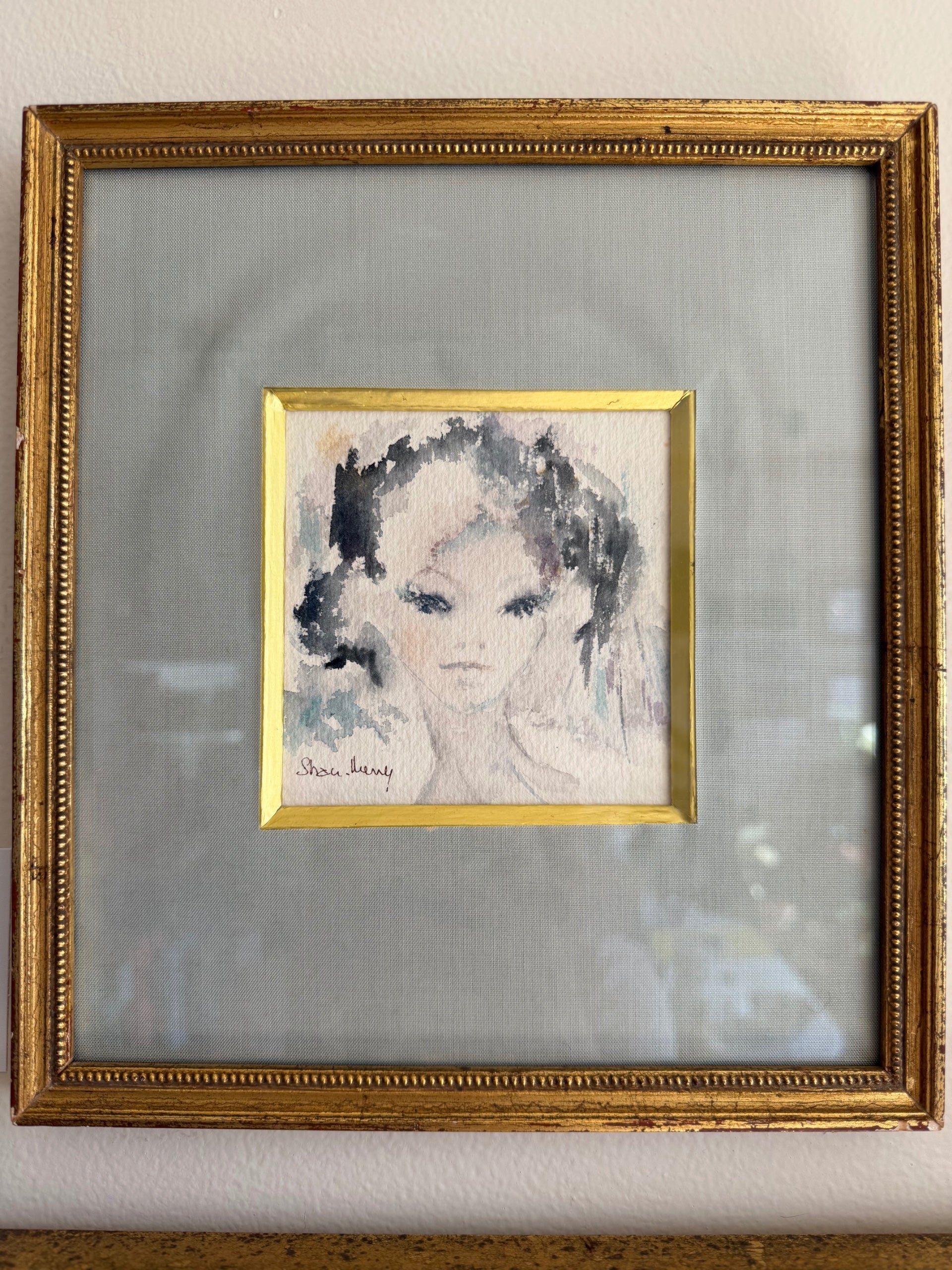 Vintage Watercolor - Woman in Bleu