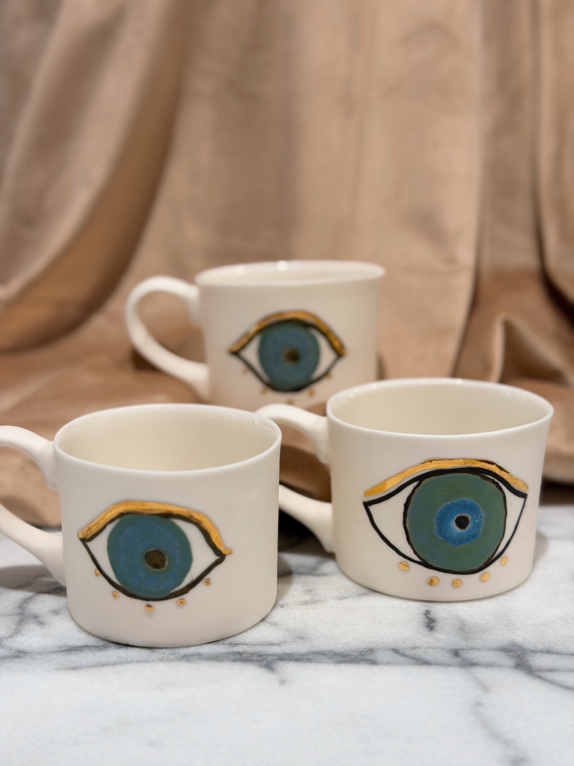 Terra Cotta Ceramics - Evil Eye Porcelain Mug